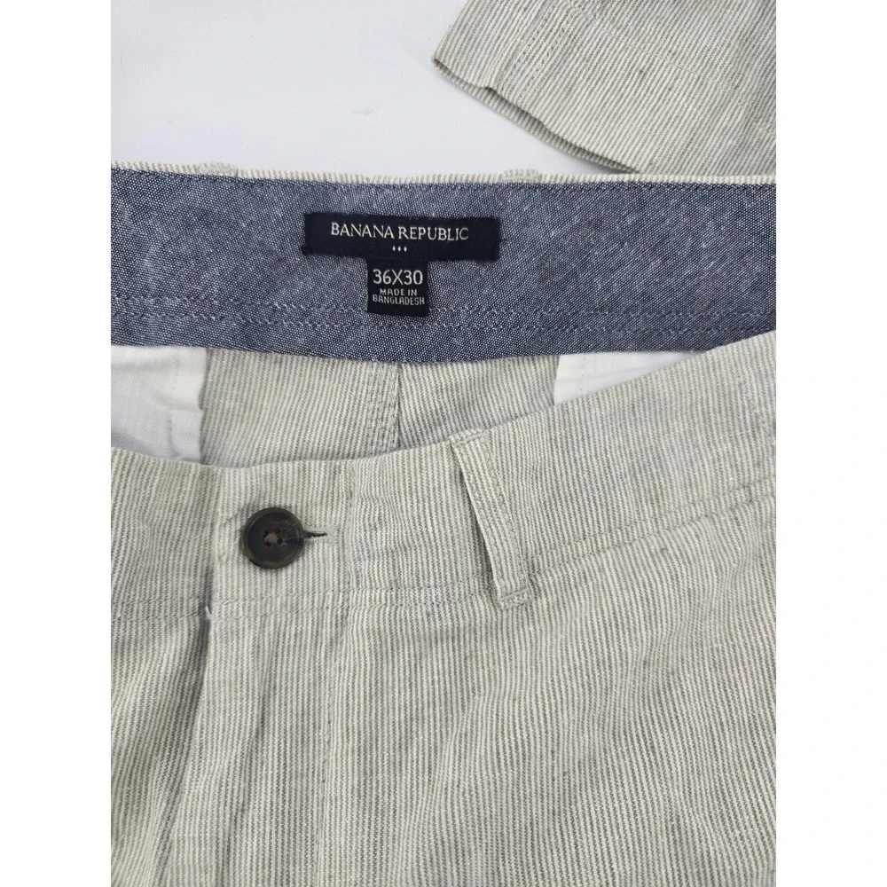 Banana Republic Pants Mens 36x30 Grey Striped‎ Linen Cotton Blend Straight Chino